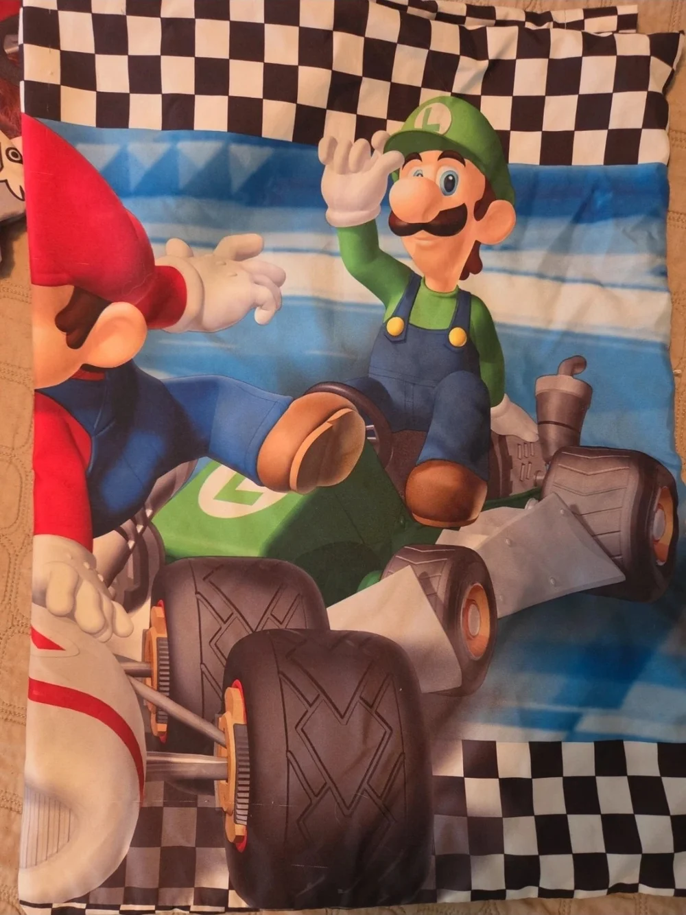 Nintendo Mario Kart Kids Blue Multicolor Comforter SET!